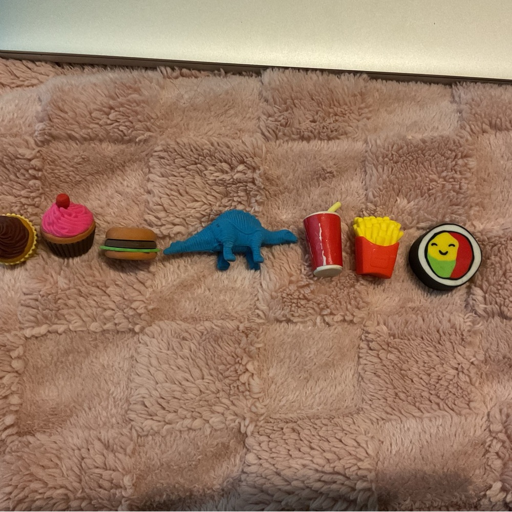 Colorful Dinosaur and Food Eraser Set (7)